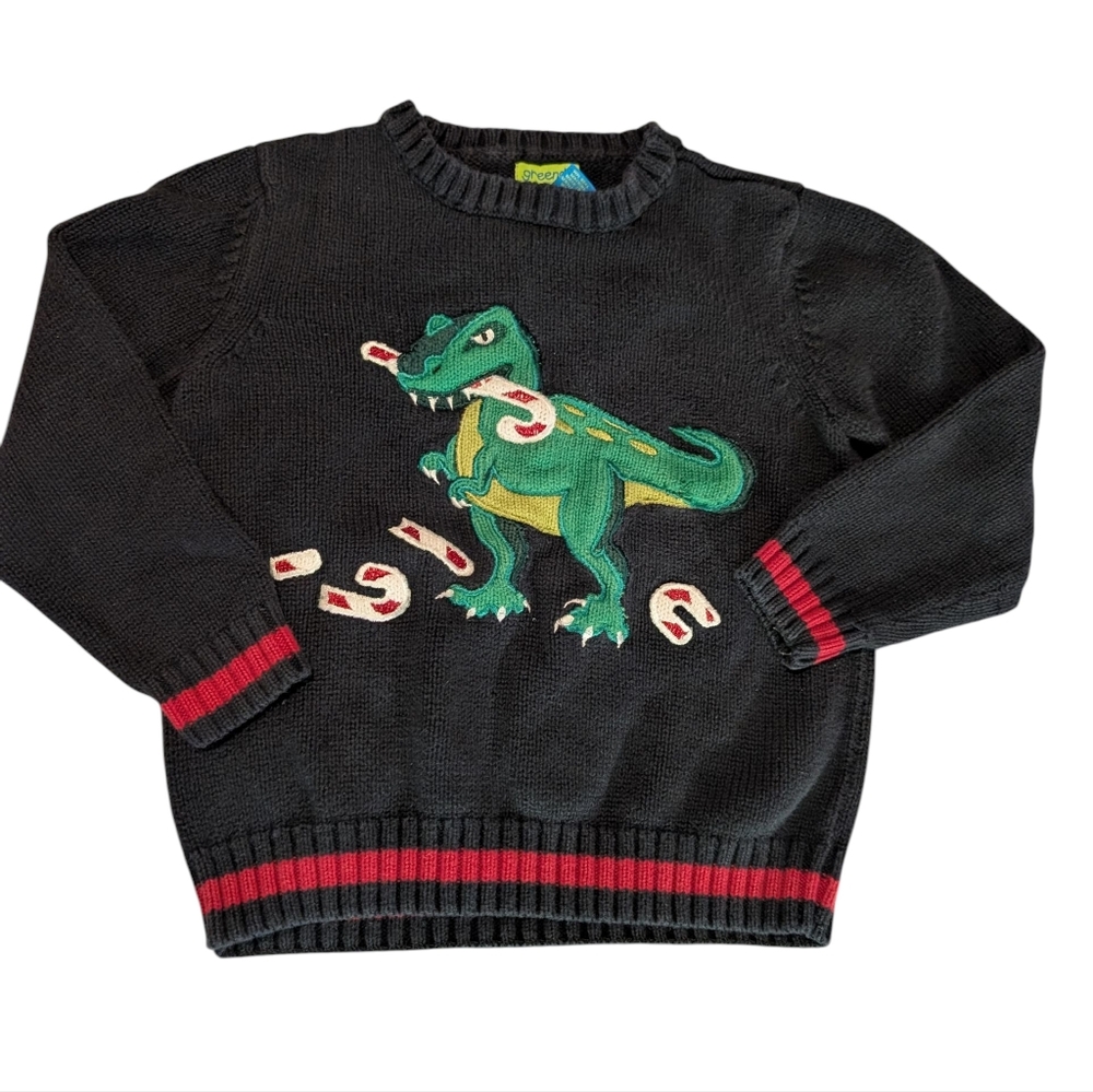 Y2K Greendog‎ Macy's Embroidered Dinosaur Holiday Christmas Sweater Size 4T